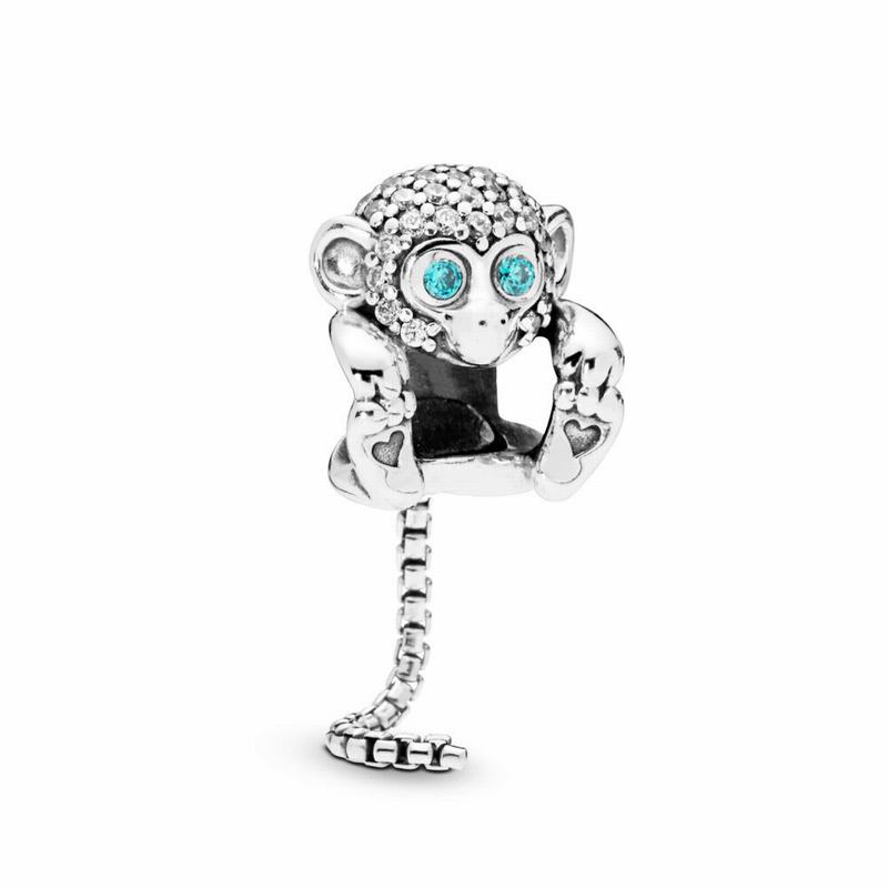 Pandora Australia Sparkling Monkey Charm - Sterling Silver | KRVTQW016